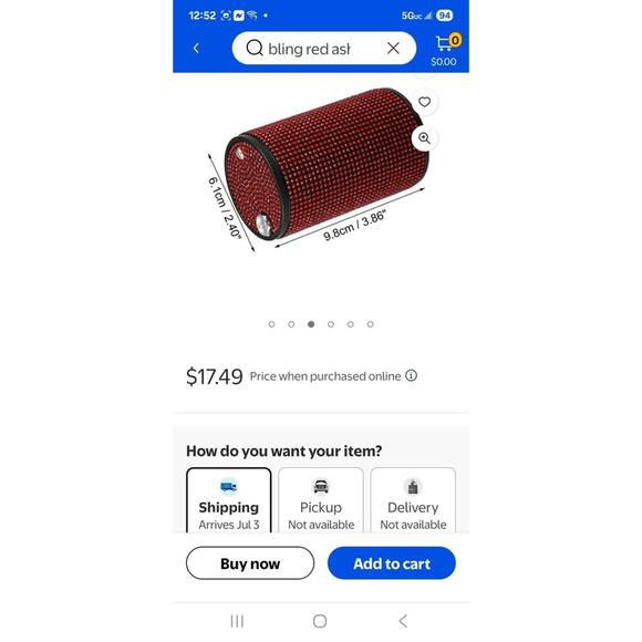 Buy 1, Get 1 Free Red Bling Cylinder Containers (car ashtray) - Picture 6 of 6